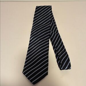 Elegant Black and White Striped Men's Tie